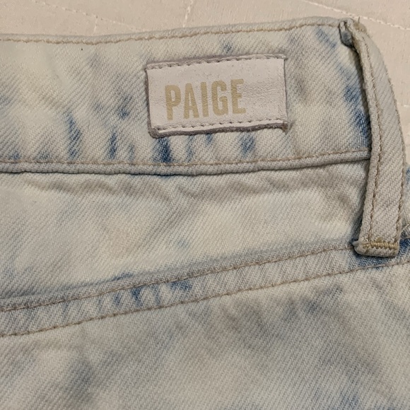 PAIGE Jean Skirt, Distressed Acid Washed Light Wash Denim, Raw Hem, Size 25 - Picture 10 of 15
